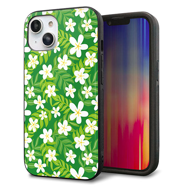 iPhone14 強化ガラス＆TPUスマホケース ガラプリ【760 ジャスミンの花畑】