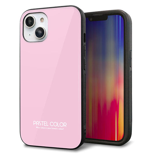 iPhone14 強化ガラス＆TPUスマホケース ガラプリ【KM903 パステルカラー(パステルローズピンク)】