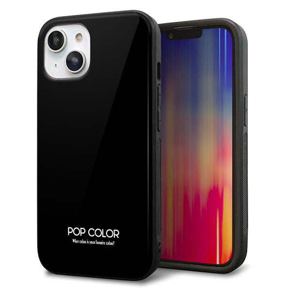 iPhone14 強化ガラス＆TPUスマホケース ガラプリ【KM911 ポップカラー(ブラック)】