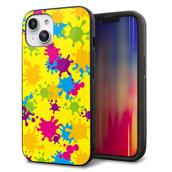 iPhone14 強化ガラス＆TPUスマホケース ガラプリ【MA879 ペイントイエロー】