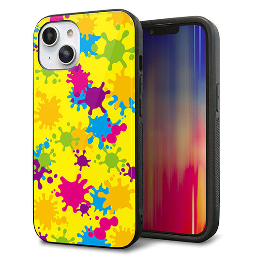iPhone14 強化ガラス＆TPUスマホケース ガラプリ【MA879 ペイントイエロー】