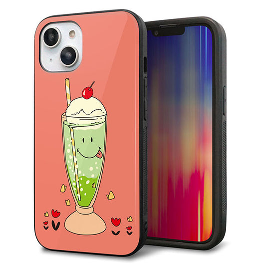 iPhone14 強化ガラス＆TPUスマホケース ガラプリ【MA900 クリームソーダ】