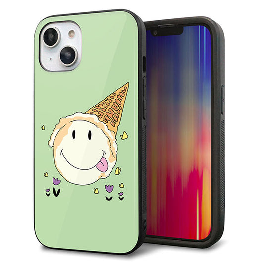 iPhone14 強化ガラス＆TPUスマホケース ガラプリ【MA902 アイスクリーム】