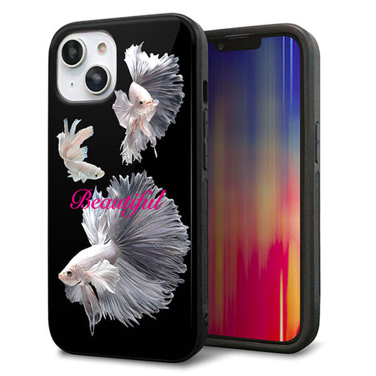 iPhone14 強化ガラス＆TPUスマホケース ガラプリ【MA957 金魚 B】