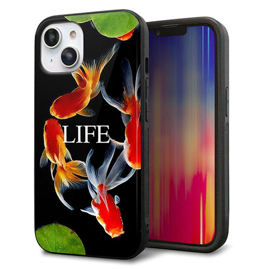 iPhone14 強化ガラス＆TPUスマホケース ガラプリ【MA958 金魚 C】