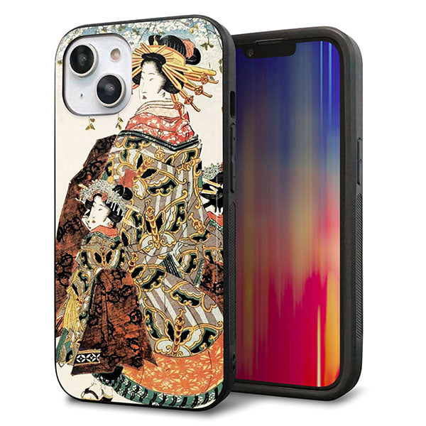 iPhone14 強化ガラス＆TPUスマホケース ガラプリ【MA967 花魁 C】