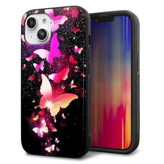 iPhone14 強化ガラス＆TPUスマホケース ガラプリ【MA991 蝶C】