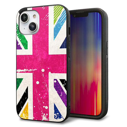 iPhone14 強化ガラス＆TPUスマホケース ガラプリ【SC806 ユニオンジャック ピンクビンテージ】