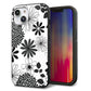 iPhone14 強化ガラス＆TPUスマホケース ガラプリ【SC912 花柄モノトーン 01】