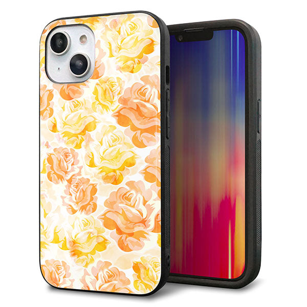 iPhone14 強化ガラス＆TPUスマホケース ガラプリ【SC931 ローズ イエロー】