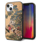 iPhone14 強化ガラス＆TPUスマホケース ガラプリ【TA006 紫陽花双鶏】