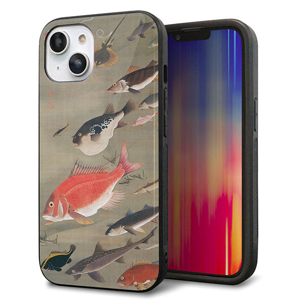iPhone14 強化ガラス＆TPUスマホケース ガラプリ【TA007 群魚】