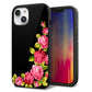 iPhone14 強化ガラス＆TPUスマホケース ガラプリ【VA826 バラのフレーム(黒)】