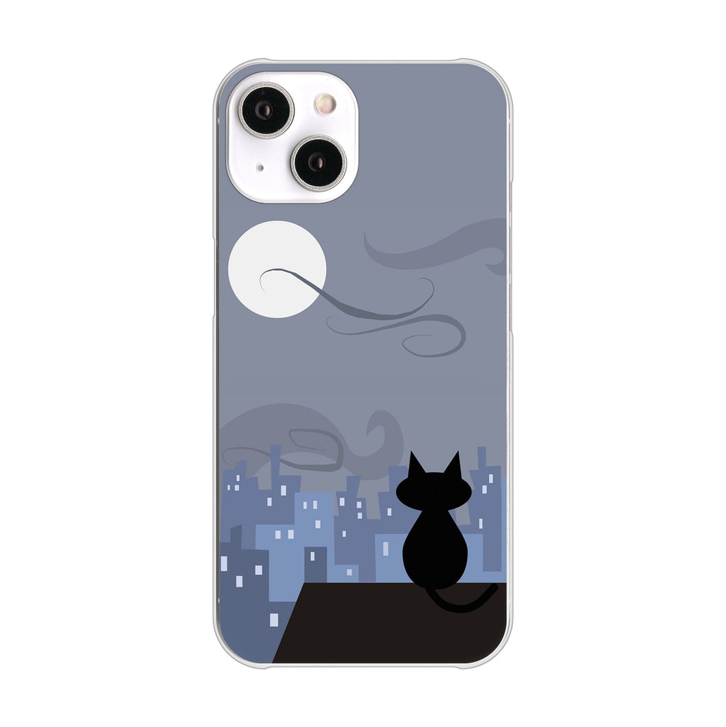 iPhone14 高画質仕上げ 背面印刷 ハードケース 夜とネコ