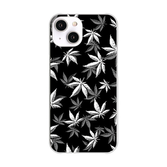 iPhone14 高画質仕上げ 背面印刷 ハードケース 【064 モノトーン大麻ブラック】