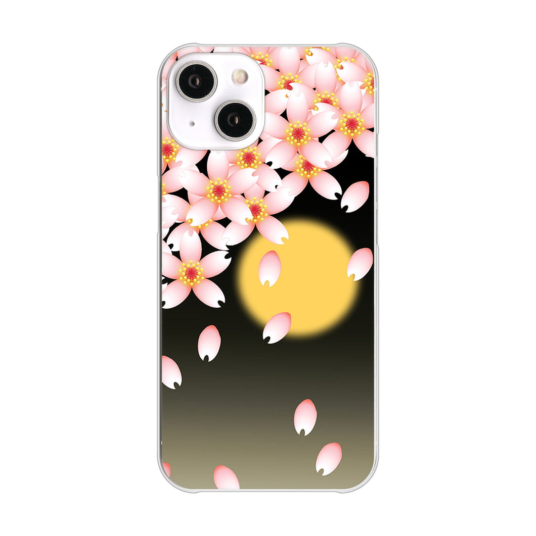 iPhone14 高画質仕上げ 背面印刷 ハードケース 【136 満月と夜桜】