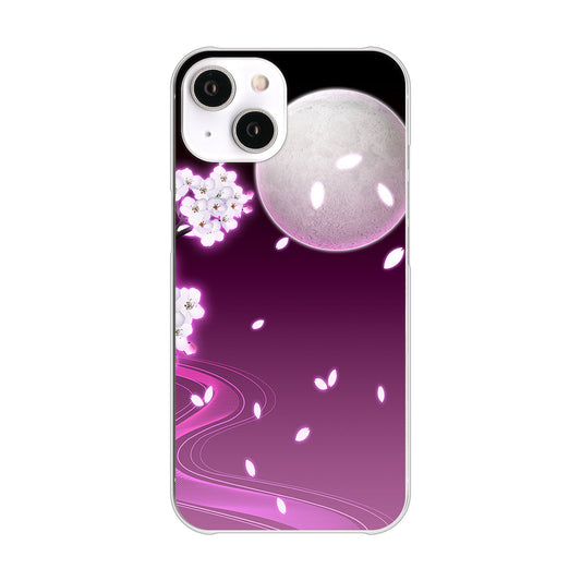 iPhone14 高画質仕上げ 背面印刷 ハードケース 【1223 紫に染まる月と桜】