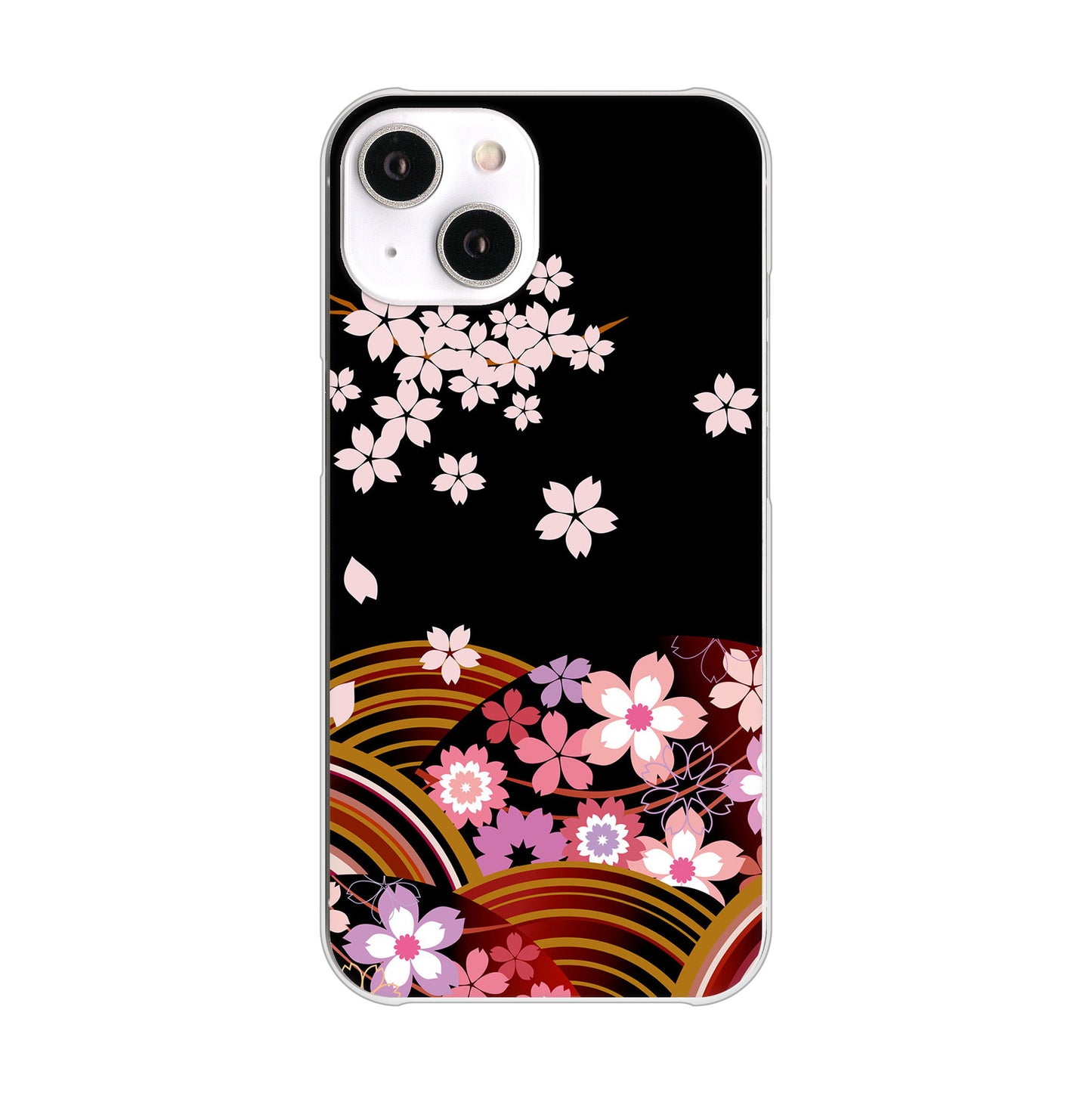 iPhone14 高画質仕上げ 背面印刷 ハードケース 【1237 和柄＆筆文字・夜桜の宴】