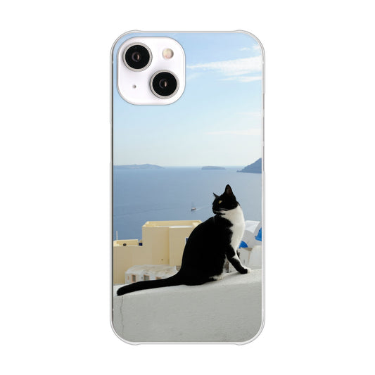 iPhone14 高画質仕上げ 背面印刷 ハードケース 【VA805 ネコと地中海】