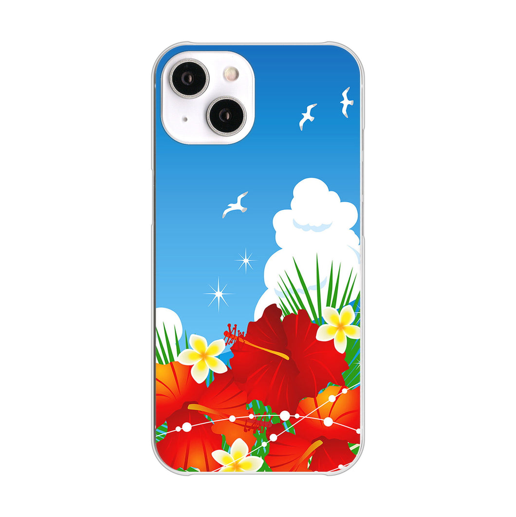 iPhone14 高画質仕上げ 背面印刷 ハードケース 【VA821 ハイビスカスと青空】