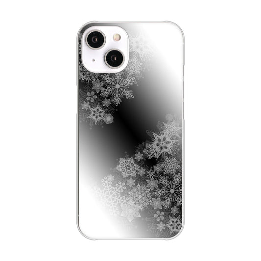 iPhone14 高画質仕上げ 背面印刷 ハードケース 【YJ340 モノトーン 雪の結晶 】