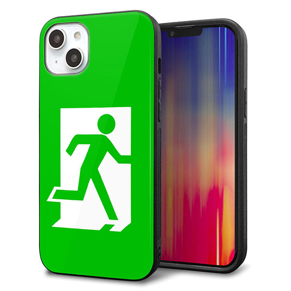 iPhone14 Plus 強化ガラス＆TPUスマホケース ガラプリ【163 非常口】