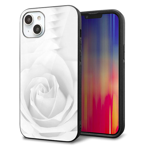 iPhone14 Plus 強化ガラス＆TPUスマホケース ガラプリ【402 ホワイトＲｏｓｅ】