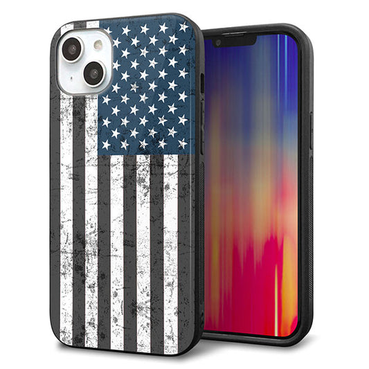 iPhone14 Plus 強化ガラス＆TPUスマホケース ガラプリ【EK864 アメリカンフラッグビンテージ】