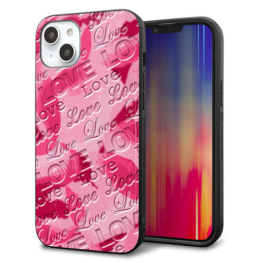 iPhone14 Plus 強化ガラス＆TPUスマホケース ガラプリ【SC845 フラワーヴェルニLOVE濃いピンク（ローズアンディアン）】