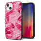 iPhone14 Plus 強化ガラス＆TPUスマホケース ガラプリ【SC845 フラワーヴェルニLOVE濃いピンク（ローズアンディアン）】