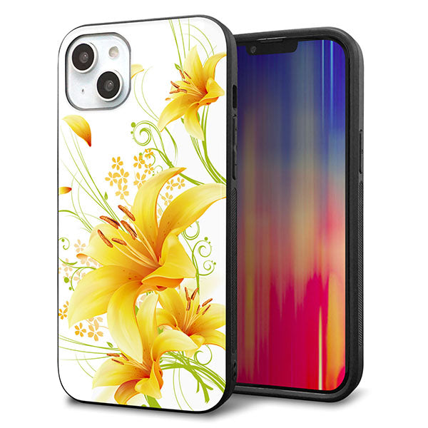 iPhone14 Plus 強化ガラス＆TPUスマホケース ガラプリ【SC852 ユリ（イエロー）】