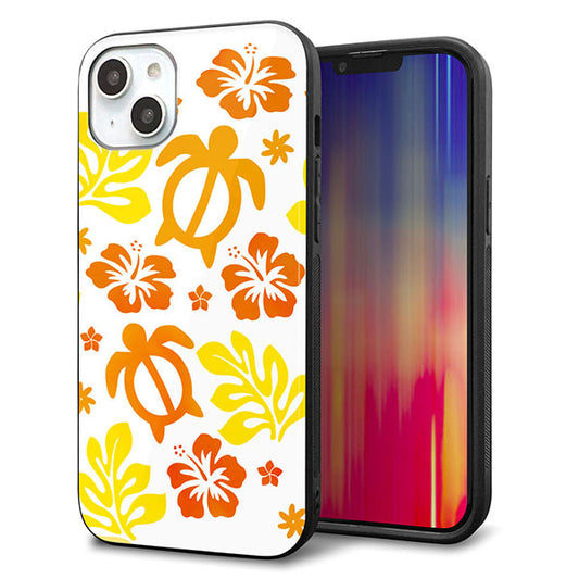 iPhone14 Plus 強化ガラス＆TPUスマホケース ガラプリ【SC877 ハワイアンアロハホヌ（イエロー）】