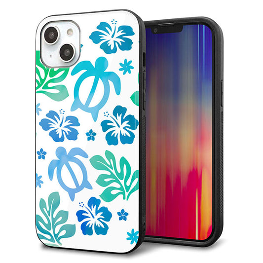 iPhone14 Plus 強化ガラス＆TPUスマホケース ガラプリ【SC880 ハワイアンアロハホヌ（ブルー）】