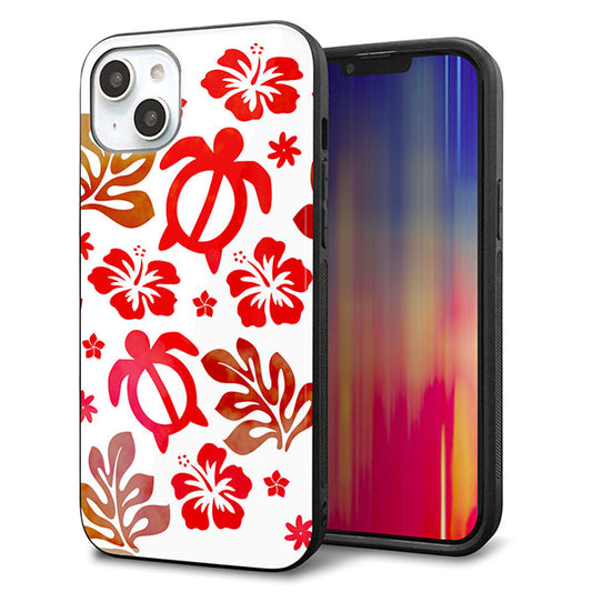 iPhone14 Plus 強化ガラス＆TPUスマホケース ガラプリ【SC881 ハワイアンアロハホヌ（レッド）】