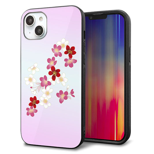 iPhone14 Plus 強化ガラス＆TPUスマホケース ガラプリ【YJ320 桜 和】