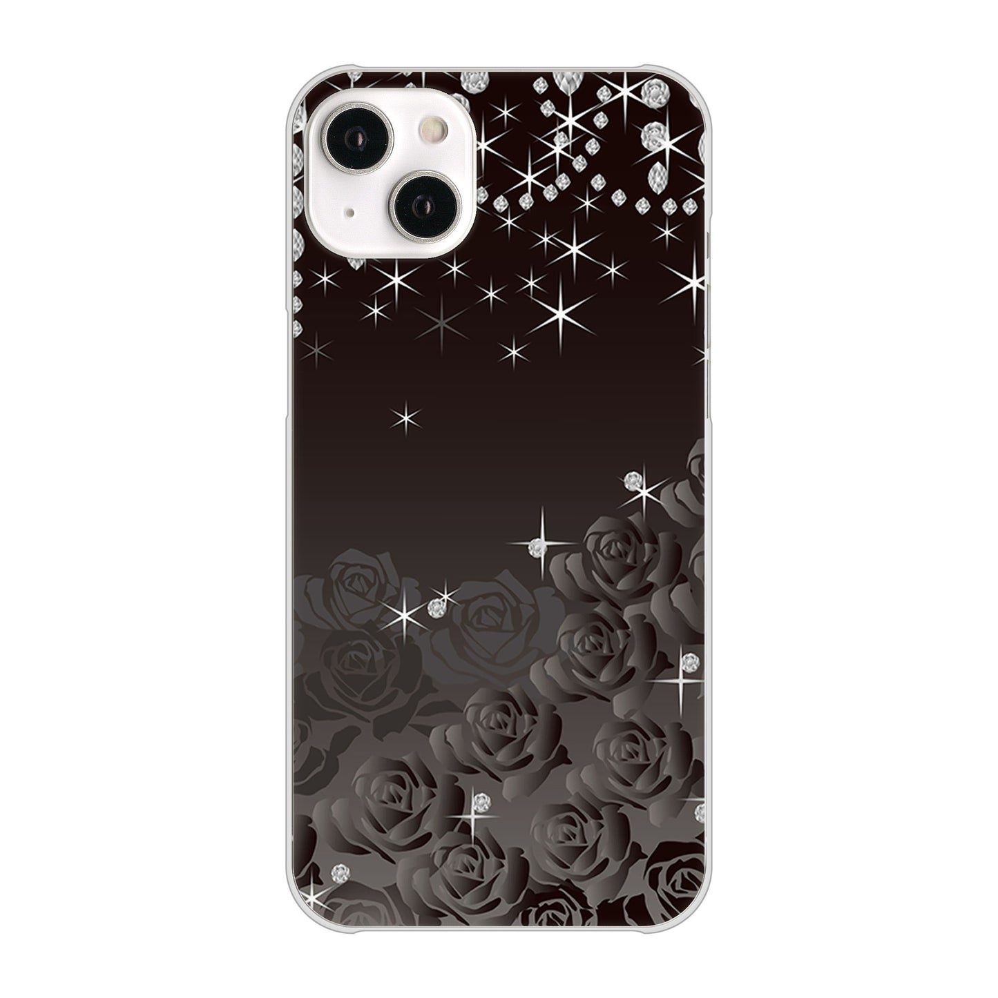 iPhone14 Plus 高画質仕上げ 背面印刷 ハードケース【327 薔薇とダイヤモンド】