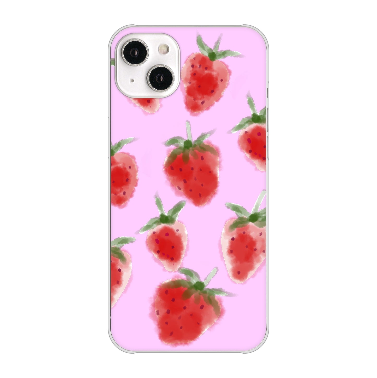 iPhone14 Plus 高画質仕上げ 背面印刷 ハードケース【YJ180 イチゴ 水彩180】