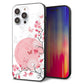 iPhone14 Pro Max 強化ガラス＆TPUスマホケース ガラプリ【030 花と蝶（うす桃色）】