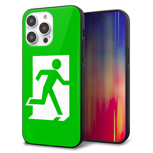 iPhone14 Pro Max 強化ガラス＆TPUスマホケース ガラプリ【163 非常口】