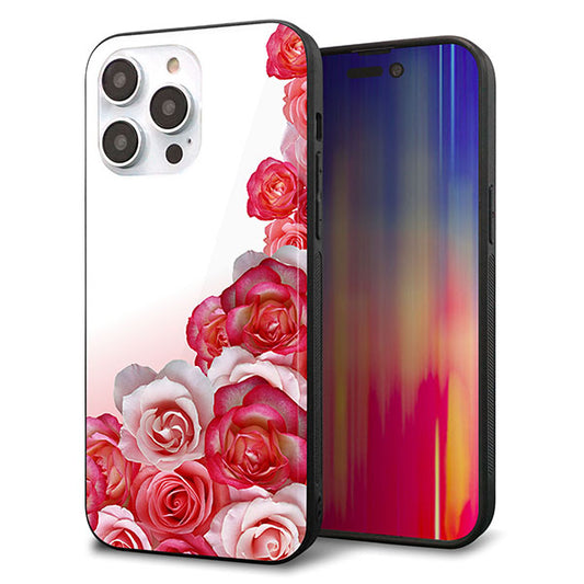 iPhone14 Pro Max 強化ガラス＆TPUスマホケース ガラプリ【299 薔薇の壁】