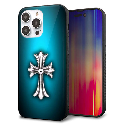 iPhone14 Pro Max 強化ガラス＆TPUスマホケース ガラプリ【334 クロスブルー】