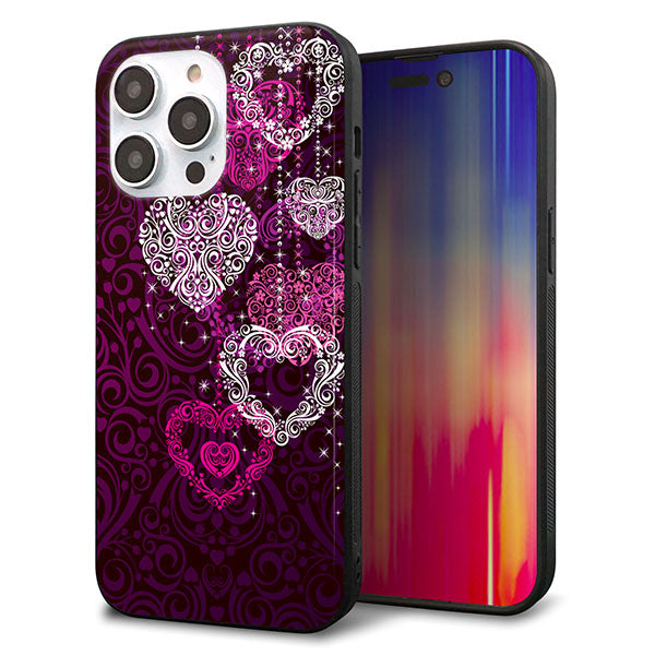 iPhone14 Pro Max 強化ガラス＆TPUスマホケース ガラプリ【468 ハートのシャンデリア】