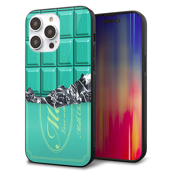 iPhone14 Pro Max 強化ガラス＆TPUスマホケース ガラプリ【554 板チョコ?ミント】