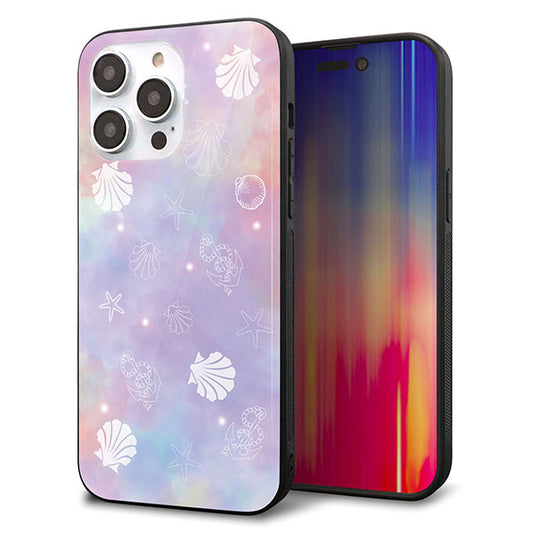 iPhone14 Pro Max 強化ガラス＆TPUスマホケース ガラプリ【KM883 シェル柄】