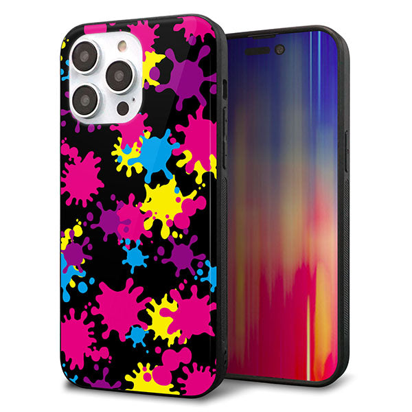 iPhone14 Pro Max 強化ガラス＆TPUスマホケース ガラプリ【MA877 ペイントブラック】