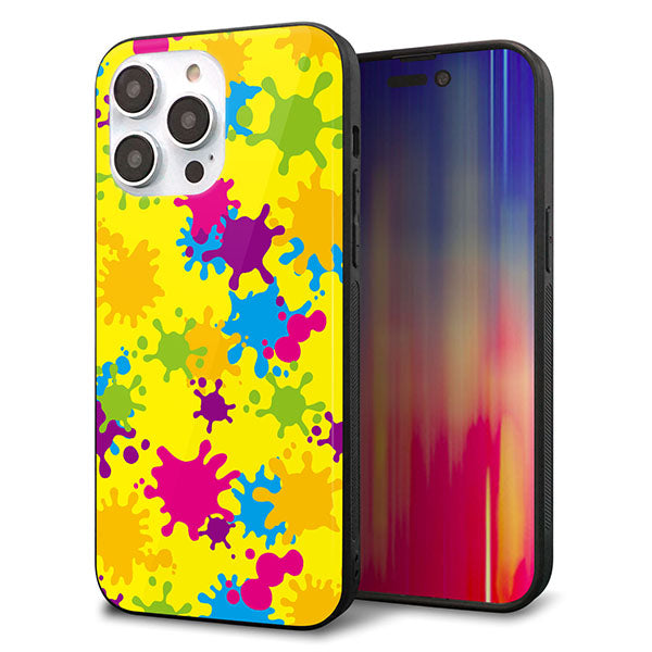 iPhone14 Pro Max 強化ガラス＆TPUスマホケース ガラプリ【MA879 ペイントイエロー】