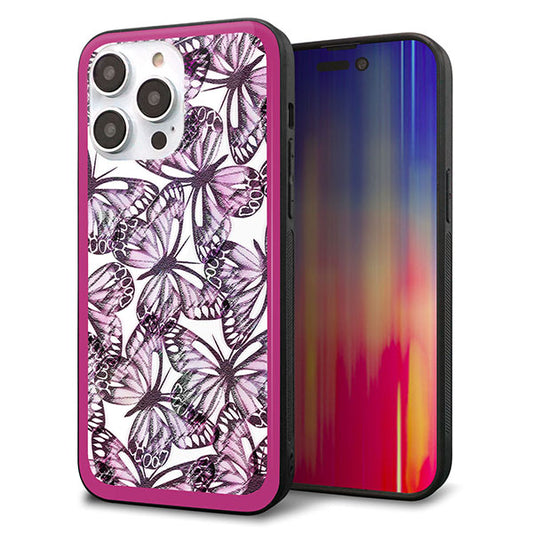iPhone14 Pro Max 強化ガラス＆TPUスマホケース ガラプリ【SC904 ガーデンバタフライ ピンク】