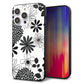 iPhone14 Pro Max 強化ガラス＆TPUスマホケース ガラプリ【SC912 花柄モノトーン 01】