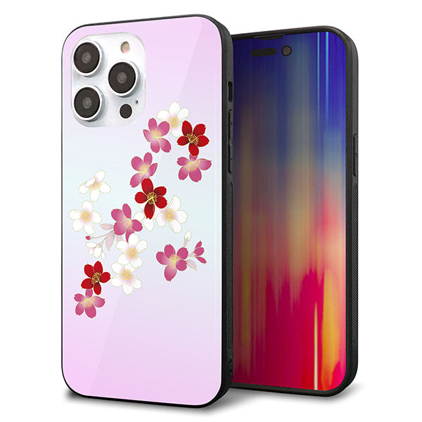 iPhone14 Pro Max 強化ガラス＆TPUスマホケース ガラプリ【YJ320 桜 和】