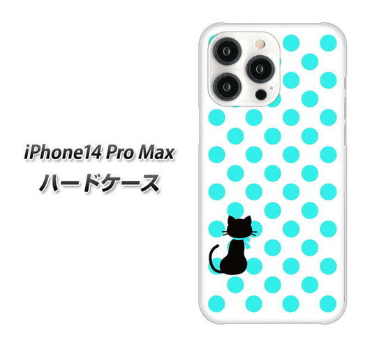 iPhone14 Pro Max 高画質仕上げ 背面印刷 ハードケース【EK809 ネコとシンプル ライトブルー】